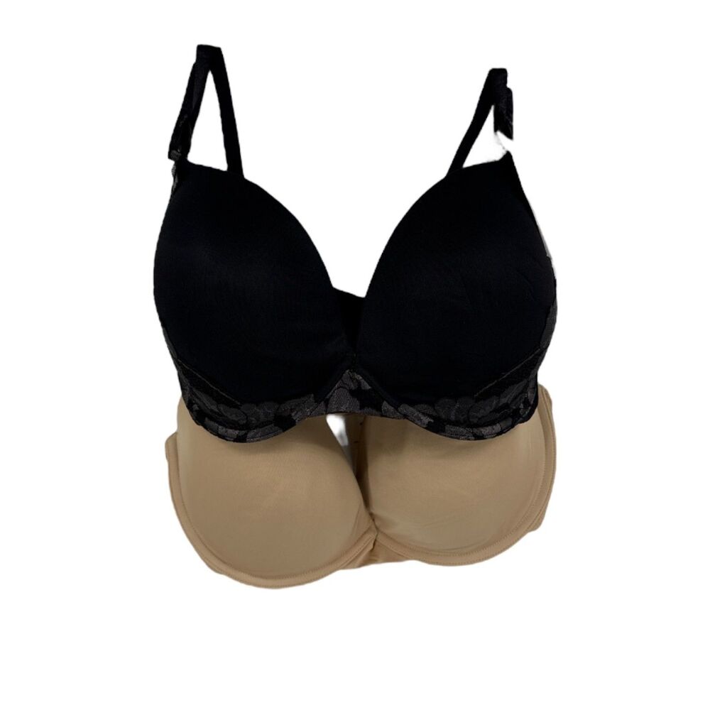 Bra Set Size 40D Maidenform Black Nude everyday Push up NEW